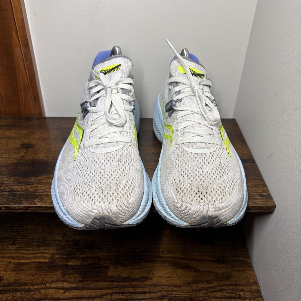 Size 9.5 Womens - Saucony Triumph 20 Running Shoes Gray/Blue/Yellow - Picture 3 of 6